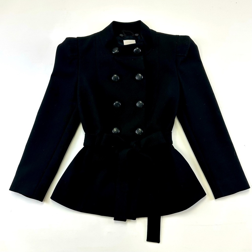 Robert Rodriguez double breasted jacket sharp shoulder belted Size 4 jersey